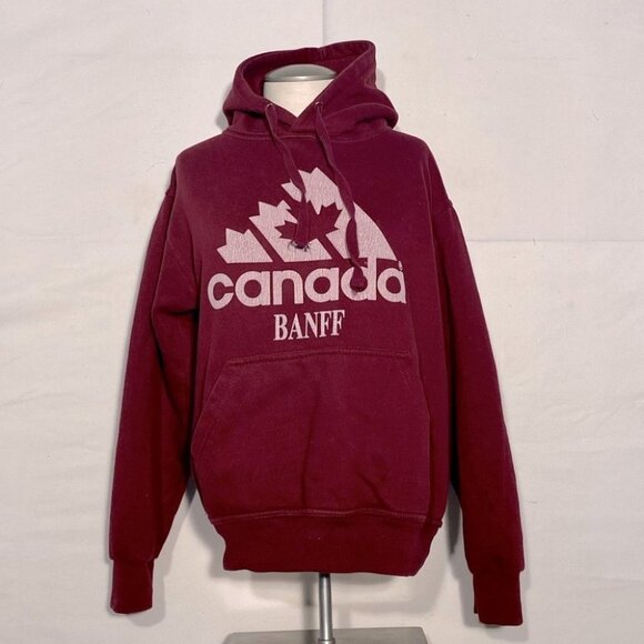 Vintage Burgundy Banff Canada Hoodie S - Picture 1 of 9